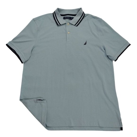 Nautica Mens Light Blue Polo Shirt L Classic Fit Short Sleeve Nautical Logo. - Picture 5 of 7